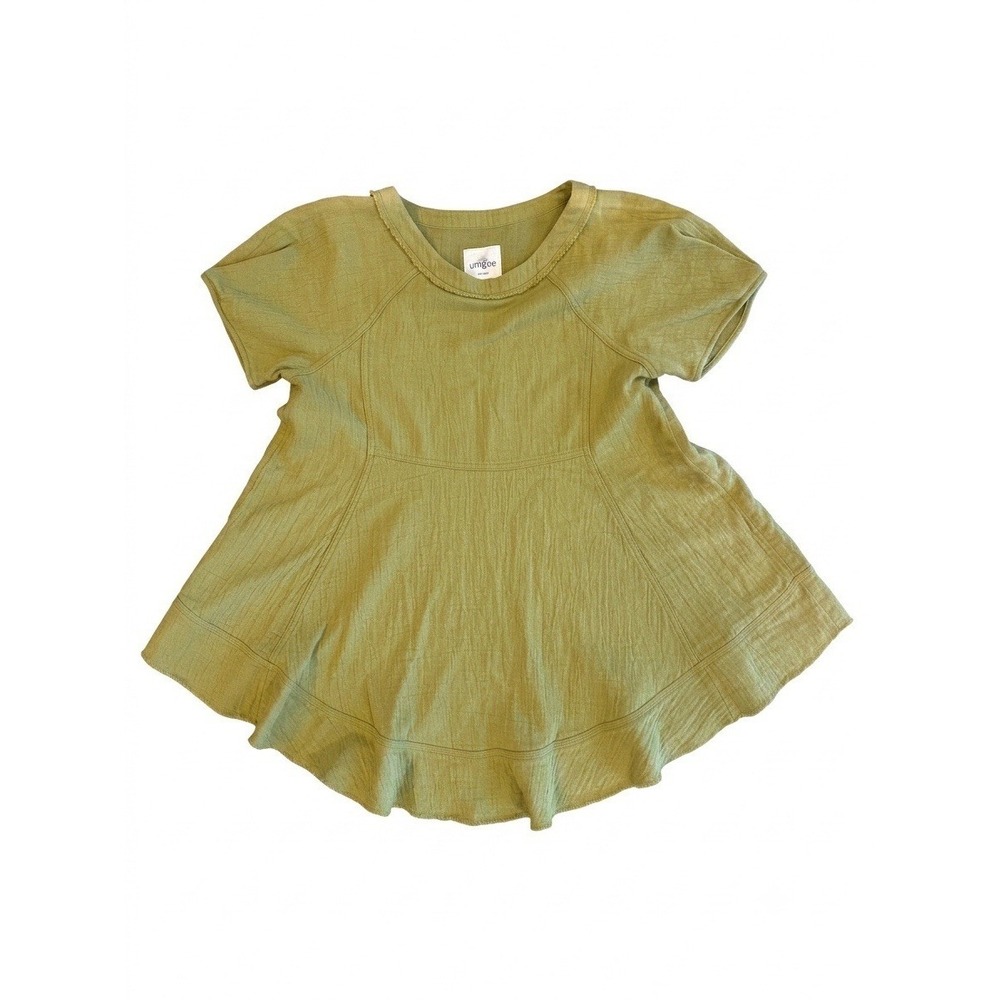 Umgee Dress Women Split Pea Green Sz M Boutique Brand Quilted Fray Raw Stitched